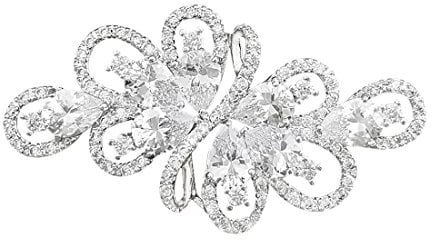 QUKE Glänzende österreichische Cubic Zirkonia Kristall Braut Brosche Pin für Frauen und Mädchen Bräute Hochzeit Brosche Pin