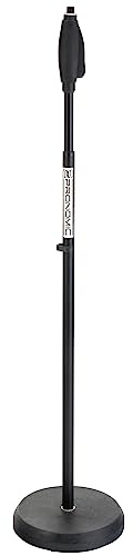 Pronomic MS-200 Einhand Mikrofonständer mit Tellersockel (Mikrofonstativ, durch Einhandveschluss leicht verstellbar, abnehmbare Kabelklemme, 102cm-168cm)