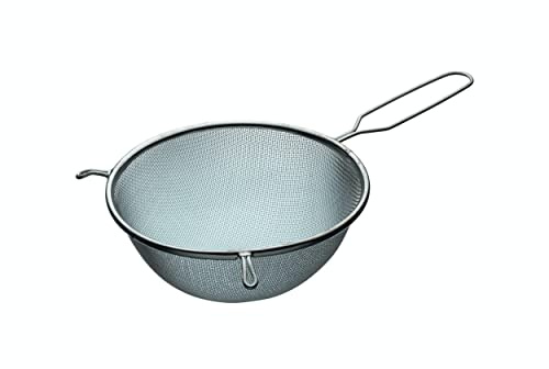 KitchenCraft Küchensieb, Hochwertige Passiersieb mit Griff, Extra Großes Sieb für die Küche, Feinmaschiger Seiher für Reis/Nudeln/Gemüse/Obst/Mehl, Silber Edelstahl, Ø 20 cm