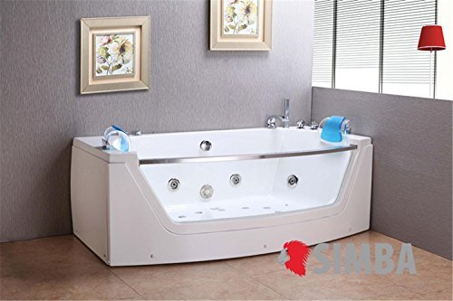 WHIRLPOOL BADEWANNE WHIRLPOOL RECHTECK 2 PERSONEN NEU SPA TUB 180 x 90 Full Düsen Sichtfenster Wasserfall Led 180x90 PRIVILEGE