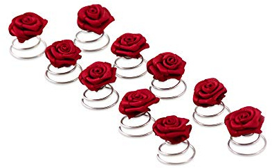 10 x Rosen Curlies - Brauthaarschmuck - Curlie - Haarschmuck | Bordeaux Rot
