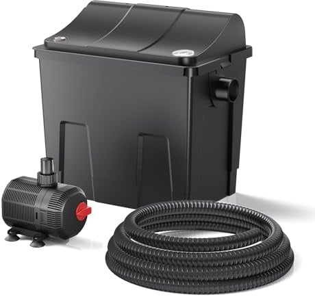 SunSun CBF-200T Bioteichfilter Komplettset mit 9W UVC Klärer, Teichpumpe 2300 l/h 35W, Thermometer und Filtermedien, Filteranlage Bio Teichfilter