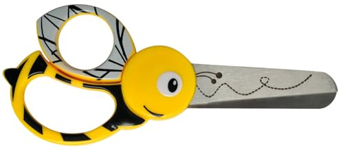 Fiskars Kinder-Tierschere mit Bienen-Motiv, Ab 4 Jahren, Länge: 13 cm, Für Rechts- und Linkshänder, Rostfreie Stahl-Klinge/Kunststoff-Griffe, Gelb, 1003747