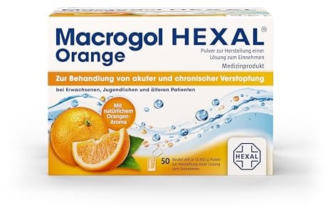 Macrogol HEXAL® Orange | 50 St | Wirksame Hilfe bei chronischer Verstopfung | Wirkt sanft | Angenehmes Orangen-Aroma