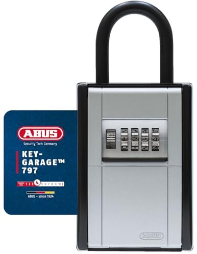 ABUS KeyGarage 797 - Schlüsselbox mit Bügel zur Befestigung - für Schlüssel oder kleine Wertgegenstände - Schwarz-Silber