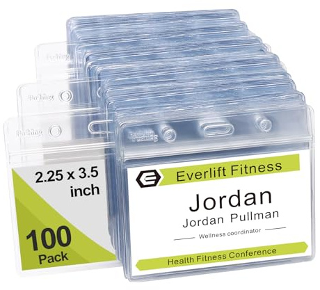 Namensschild Ausweishüllen Ausweishalter Ausweishuelle Namensschilder - Fushing 100 Stück Ausweishülle Horizontal Transparent ID Badge Holder Durchsichtige Namensschilder Kunststoff