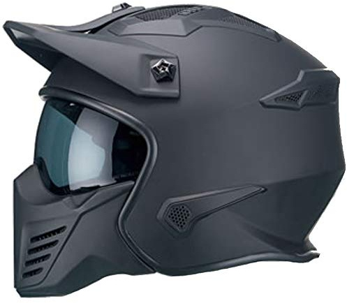 Motorradhelm Jethelm Helm RALLOX 726 matt schwarz mit ansteckbaren Kinnteil Größe L