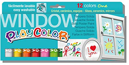 PLAYCOLOR 936010 Buntstiftkasten 12 feste Temperafarben WINDOW ONE X12 MULTICOLOR 12 Stück (1er Pack)