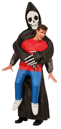 AirSuit® Aufblasbares Sensenmann Kostüm Erwachsene, Halloween Carry Me | Der Sensenmann nimmt dich mit! Aufblasbares Kostüm mit Gebläse, leicht und für Erwachsene von 160 bis 190 cm geeignet.