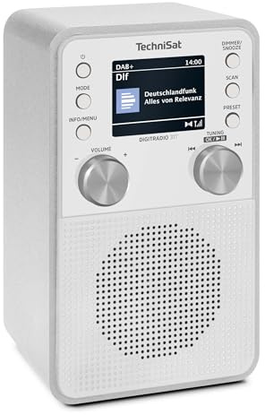 TechniSat DIGITRADIO 317 - Vertikales DAB+ UKW Radio | mit Bluetooth Audiostreaming, Radiowecker, Sleeptimer, 2,4 Zoll Farbdisplay, 3 Watt, Weiß