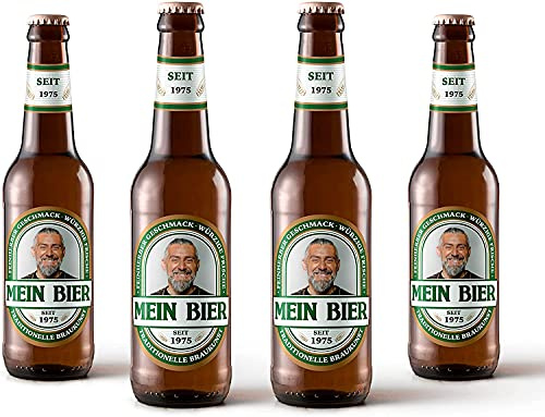 Bierflaschen Etikett personalisiert mit Foto & Text | Aufkleber-Set | ab 6 Stück | Motiv: Peter (Grün)