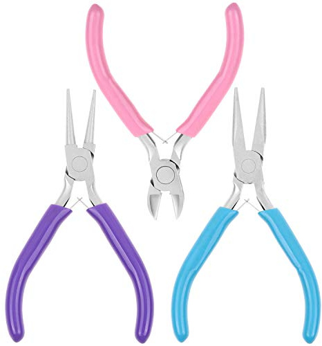 Shynek Schmuck Zangenset, 3 Stück Schmuckwerkzeuge Zangen Rundzange Spitzzange und Drahtzange für Schmuckherstellung, Schmuckreparatur, Drahtwicklung, DIY Handwerk