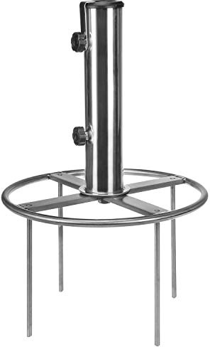 anndora Bodenspieß XL Edelstahl mit Adapter 48/39/34 mm - Sonnenschirmständer für Rasen