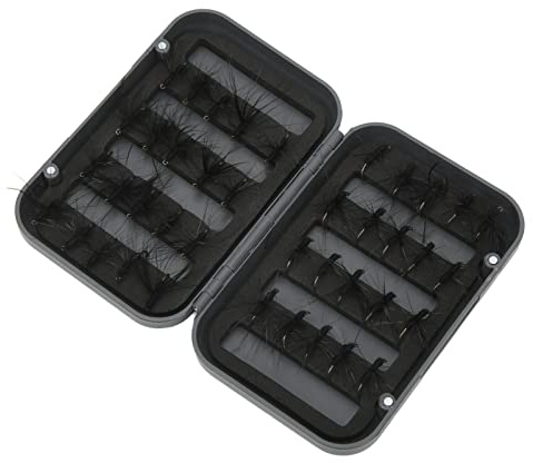 POENVFPO 40-teiliges Fliegenfischer-Fliegen-Set, Handgefertigte Köder mit Wasserdichter Box, Realistisches Schwarzes Ameisen-Köder-Set für Angler