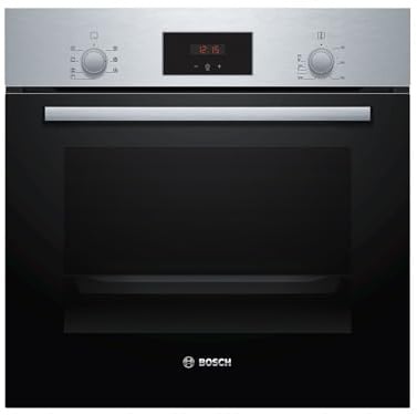 Bosch HBF133BR0 Serie 2 Einbau-Backofen, 60 x 60 cm, EcoClean Direct Reinigungshilfe, 3D Heißluft Backen auf 3 Ebenen, LED-Display, Schnellaufheizung, Kindersicherung, Schwarz, Updated