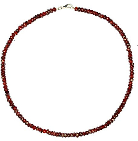 schöner mineralienschmuck Granat Halskette Granat-Rhodolith Linsen facettiert Größe 4 mm Verschluss 925er Sterling-Silber