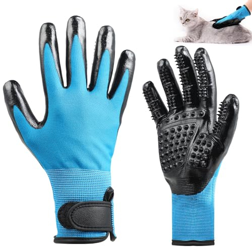 Lauviomify Haustier Fellpflegehandschuh für Hunde, Katzen und Pferde, Katzenhandschuh für Deshedding, Baden und Massieren - 1 Paar
