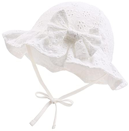 XIAOHAWANG Sommerhut Baby Mädchen UV Schutz Sonnenhut Mütze Baby Sommer Mützen Baumwolle Mit Schleife und Bindebändern