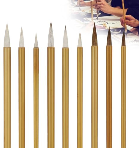 Linkstyle Chinesisches Kalligrafie-Pinselset, 9-teiliges Malpinselset in 3 Größen, zum Schreiben und Zeichnen mit Tusche und Aquarell