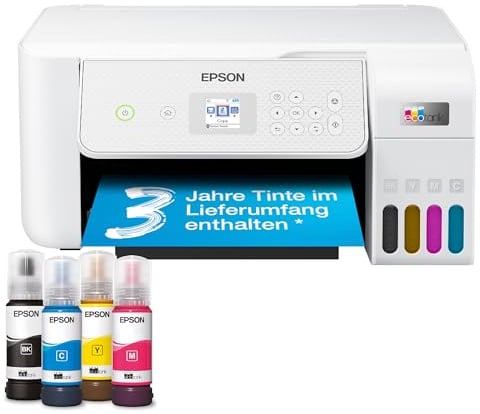 Epson EcoTank ET-2876 Tintentankdrucker | für vielbeschäftigte Haushalte | WLAN | A4 | Drucken, Kopieren, Scannen | 3.7 cm LCD-Bildschirm | inkl. Tinte für bis zu 3 Jahre