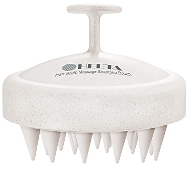 HEETA Kopfhaut Massagebürste, Shampoo Bürste mit Weichen Silikonborsten zur Entfernung von Schuppen und zur Linderung von juckendem, Haarmassagebürsten für Männer Frauen Kinder Haustiere, Beige