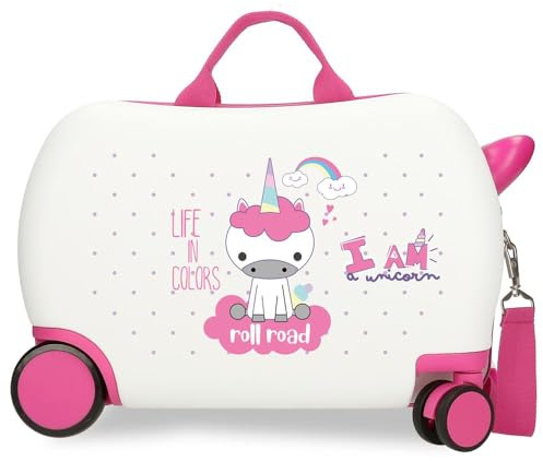 ROLL Road, Weiß, 31 cm x 45 cm x 20 cm, Kinderkoffer Unicorn