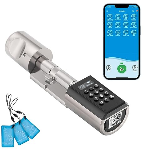 WELOCK PCB41 Elektronisches Tür-Schließzylinder Haustür mit Zahlencode RFID-Karte APP Wi-Fi Türschloss Code Verbindung für 50-100mm Tür IP65 Einfache Installation