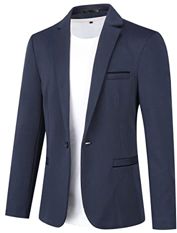 Allthemen Herren Sakko Sportlich Modern Stretch Blazer Männer Slim Fit Freizeit Jackett Business Anzugjacke Dunkelblau XL