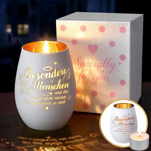 ZASUN Geschenke für Frauen Windlicht mit Gravur Weihnachten, Windlicht Glas Teelichthalter Valentinstagsgeschenk für Freundin, Personalisierte Geburtstag Dankeschön Geschenk für Freunde Schwester