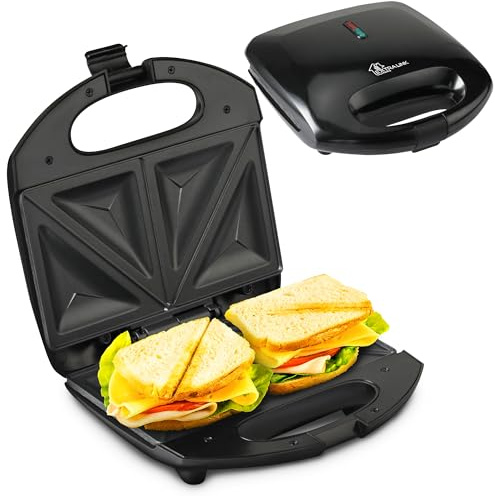 Extralink Sandwichmaker, Toaster Sandwichtoaster 750W - Sandwichtoaster mit Rutschfesten Füßen, Isoliertem Griff, Kontrollleuchten, Antihaftbeschichtung, leicht zu reinigen, dreieckige Toast