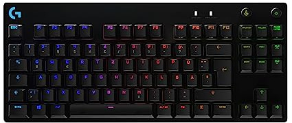 Logitech G PRO Mechanische Gaming-Tastatur – Portable Tenkeyless Design, abnehmbares Micro-USB-Kabel, GX Blue Clicky Switches, LIGHTSYNC RGB Backlit Keys, QWERTZ Deutsch, PC,Mac - Schwarz