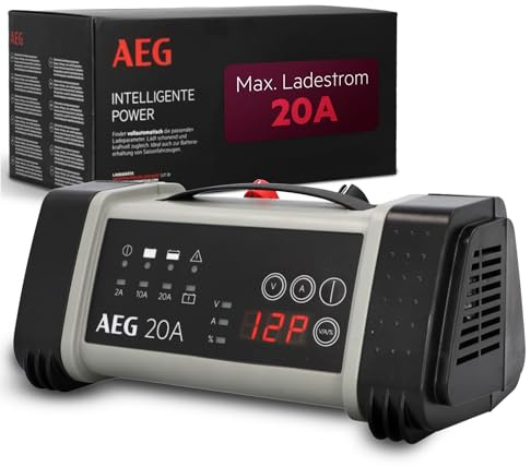 AEG Mikroprozessor Batterieladegerät LT 20, 20A für 12/24V Autobatterien, 9-stufig, Power Supply, intelligente Ladefunktion, automatischer Temperaturausgleich, Schwarz/Grau