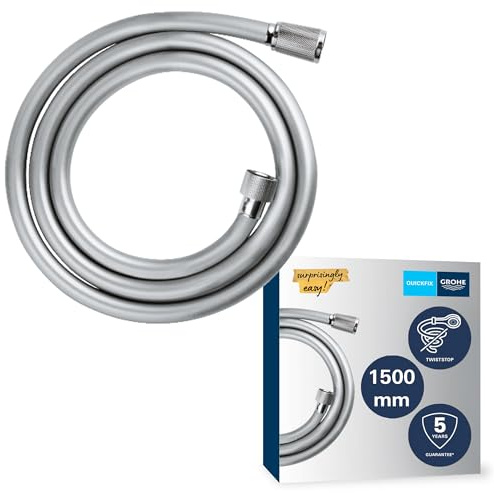 GROHE Vitalioflex, Duschschlauch 1,50m (flexibler knickfester Brauseschlauch für die Dusche, druckbeständig, universaler Anschluss, keine Dichtungsringe notwendig), chrom, 28743002