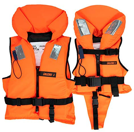 HonuNautic Feststoff Rettungsweste für Kinder und Erwachsene | Feststoffweste | 100 N, CE ISO 12402-4 | Größe 4 | für Kinder von 30 bis 40 kg | Orange