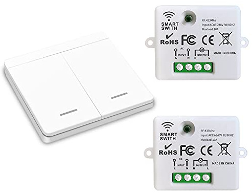 DieseRC Funk-Lichtschalter, Funk-Sender-Sicherheitsschalter und Empfänger-Controller 10A, einfache Installation für Lampen bis 1500W