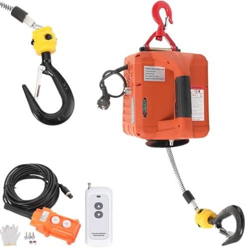 3 in 1 Elektrische Seilwinde 500KG, 1500W Elektrischer Seilzug Tragbarer Winden Hebezeuge 220V mit Drahtlose Fernbedienung 7.6m/25ft Maximale Hubhöhe für Anheben 5M/min
