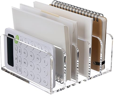 SANRUI Acryl Briefhalter, Massiver Schreibtisch Brief Organizer mit offenem Design für extralange Post, Transparenter Briefständer mit Anti-Rutsch-Pads (7,5 x 16 x 15 cm)