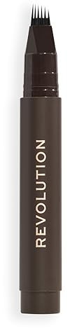 Revolution Instant Brow Hair Pen, Präzisions-Applikator für Haarähnliche Striche, Langanhaltender Augenbrauenstift, Dunkles Braun, Tierversuchsfrei & Vegan, 1,8 ml