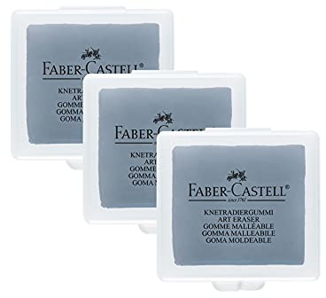 FABER-CASTELL 205004 - Knetradiergummi Art Eraser 127220, grau, 3 Stück