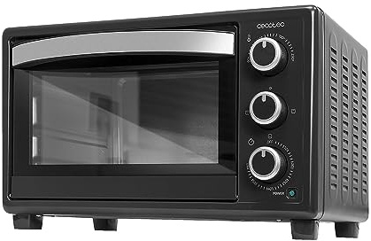 Cecotec Tischofen Bake&Toast 2300 Black, 23 L, Leistung 1500 W, bis zu 230ºC, 3 Heizmodi: Grill, Unterhitze und kombiniert, Doppeltür aus Glas, Timer 60 Minuten, Krümelschublade.