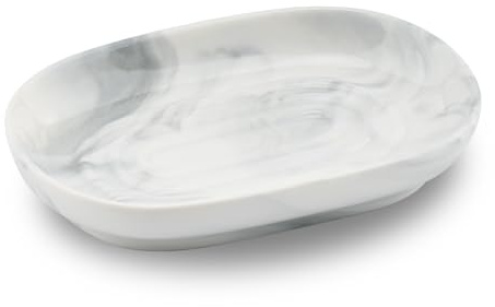 YoHyien Seifenschale Keramik, Anti-Rutsch Seifenschale Marmor, Seifenablage Waschbecken, Seifenhalter, Seifenteller für Badezimmer, Dusche und Küche (Grau)