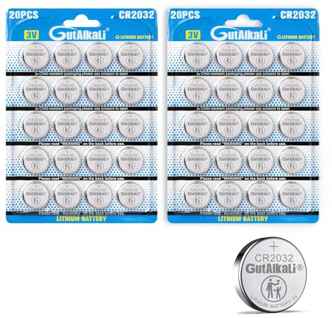 GutAlkaLi CR 2032 Batterien CR2032 Lithium Knopfzellen/Knopfbatterien (3V, 40-er Pack)