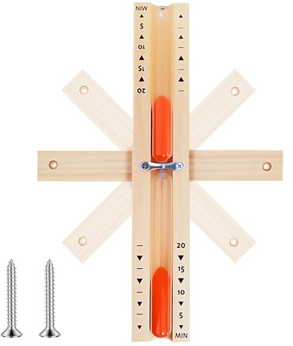 Sauna Sanduhr 20 Minuten,360° Drehbare Sauna Uhr Holz,Glas Robust & Hitzebeständig Sanduhr Saunauhr,Orange Natursand + 2 Edelstahl Schrauben,Wandmontage Umweltfreundlich