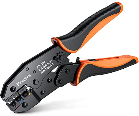 Crimpzange für Isolierte Kabelschuhe, Preciva Kabelschuhzange Crimpwerkzeug geeignet für 0,5-6mm², Krimpzange, Presszange ideal für Elektroarbeiten Heimwerkerprojekte