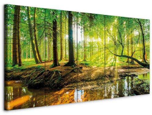 B&D XXL - Akustikbild Akustikplatten Landschaft, 225x90 cm, 5-teilig, Büro | Verbessert Raumakustik, reduziert Hall, ideal fürs Büro oder Wohnzimmer, hochwertige Verarbeitung, schnelle Montage, stilvoll