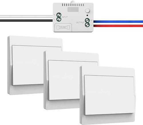 230V Funk Lichtschalter Set – Selbstversorgender Funkschalter ohne Batterie, wasserdichter drahtloser Wandschalter mit Empfänger, Reichweite bis 200 m, einfache Installation, langlebig (3)