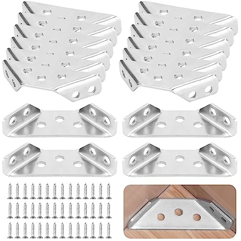 Verdickte Winkelverbinder Dreiecksstütze Dreieckshalterung Edelstahl Eckwinkel Dreieck Form Ecke Klammer mit M4*16 Schraube Eckhalterung Winkel Möbelverbinder (35, Silber, 60*30mm(2 mm Dicke))