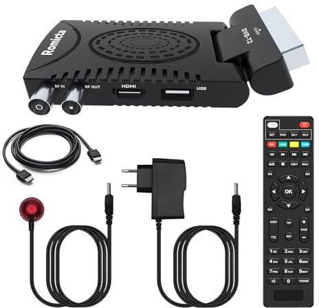 Romicta DVB-T2 Receiver & Kabel-Receiver DVB-C – H.265 HEVC FTA Full HD 1080P, PVR, USB, HDMI, Timeshift, SCART, Digitaler Terrestrischer TV-Tuner, Keine Unterstützung für Freenet TV und Satelliten