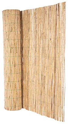 bambus-discount.com Schilfmatte bambussi 180 x 500cm mit grünem Draht verwebt - Hohe Sichtschutz Schilfrohrmatte 1,8m x 5m Made in EU