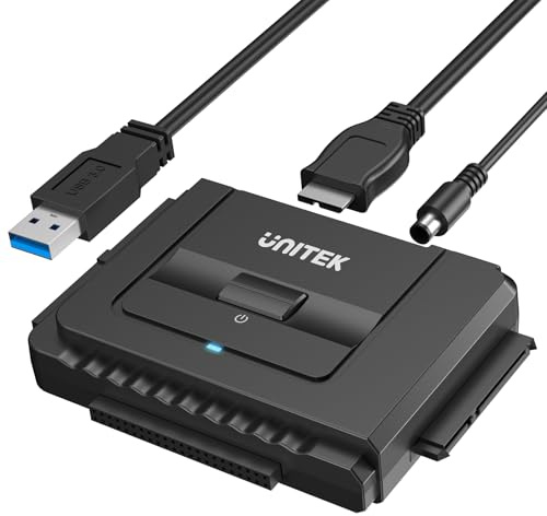 UNITEK USB 3.0 zu IDE SATA Konverter Externer Festplattenadapter | SATA IDE Adapter für 2.5/3.5 Zoll HDD SSD Festplatten mit Externe DC 12V 2A